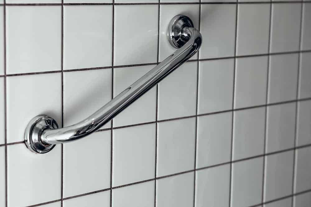 Professionally installed stainless steel grab bar